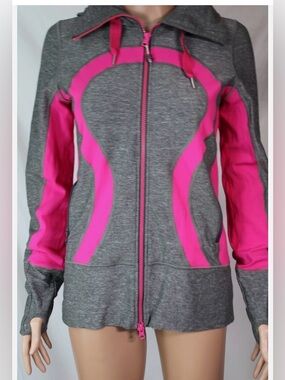 Lululemon In Stide Jacket size 10 Grey Pink